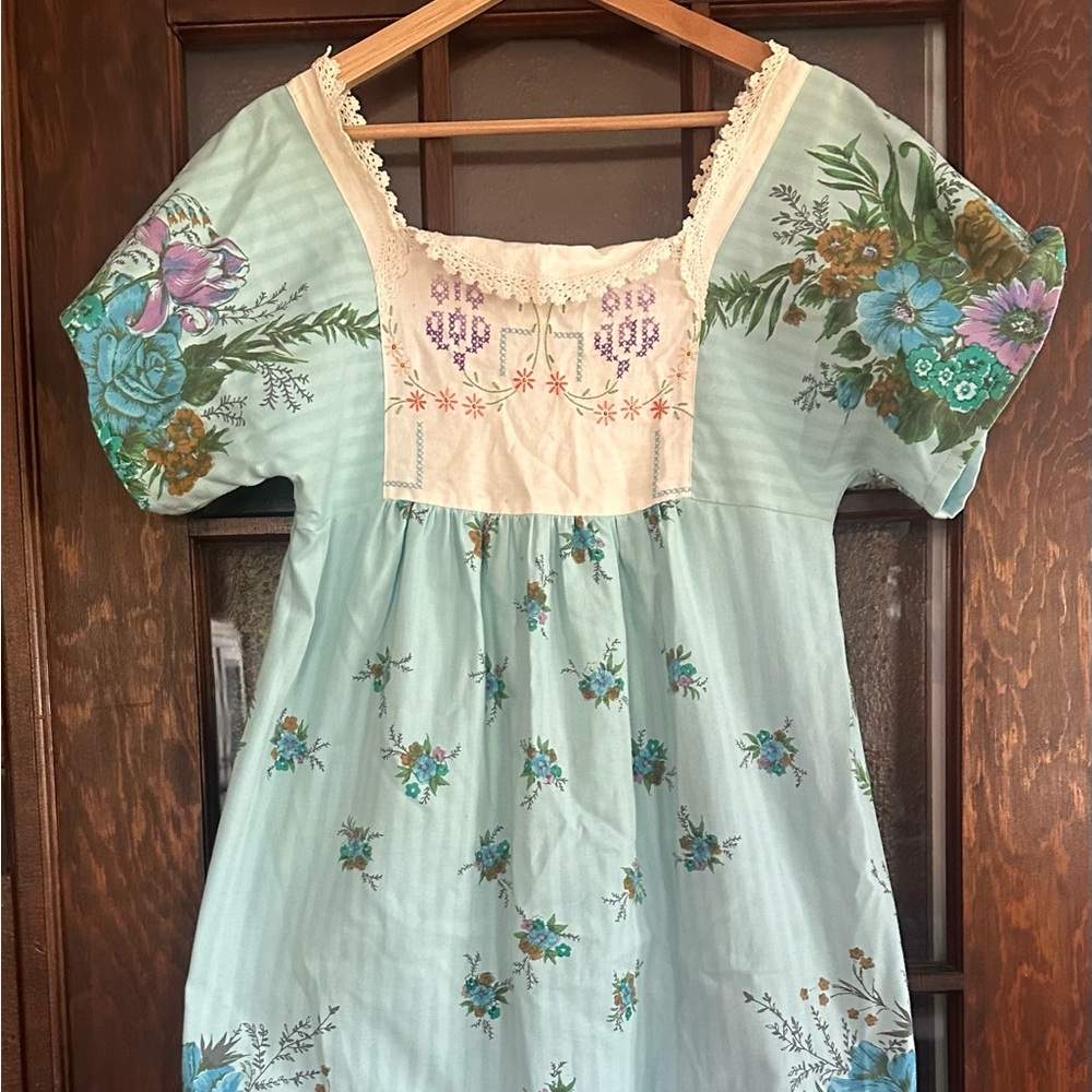 Woodsfolk Embroidered Light Blue Floral Maxi Dress